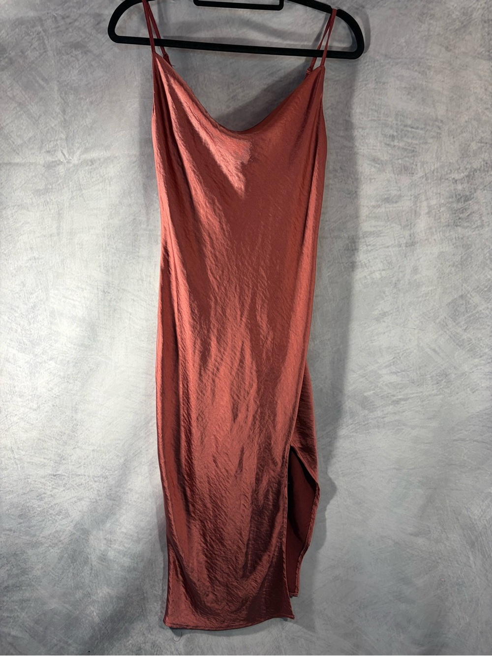 Justify Satin Slip Midi Dress Women’s Size S Pink Cowl Neck Side Slit